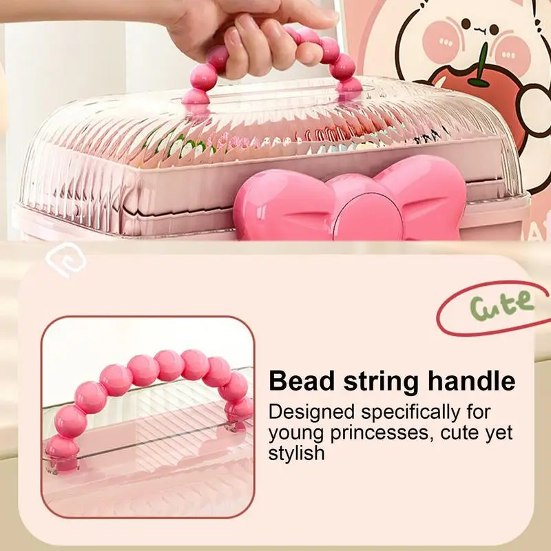 Children\'s Hair Accessories Storage Box Pink Convenient To Use Hair Rubber Belt Baby Head Rope Hairpin Jewelry Box Organizer