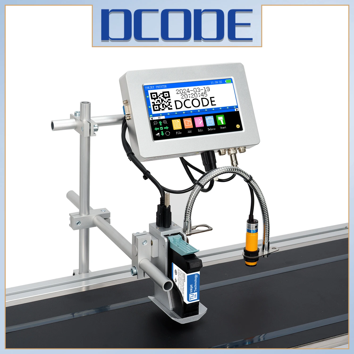 Dcode 170plus 12.7/25.4mm tij industrial on-line impressora jato de tinta térmica texto qr código de barras número do lote logotipo data impressora de etiquetas