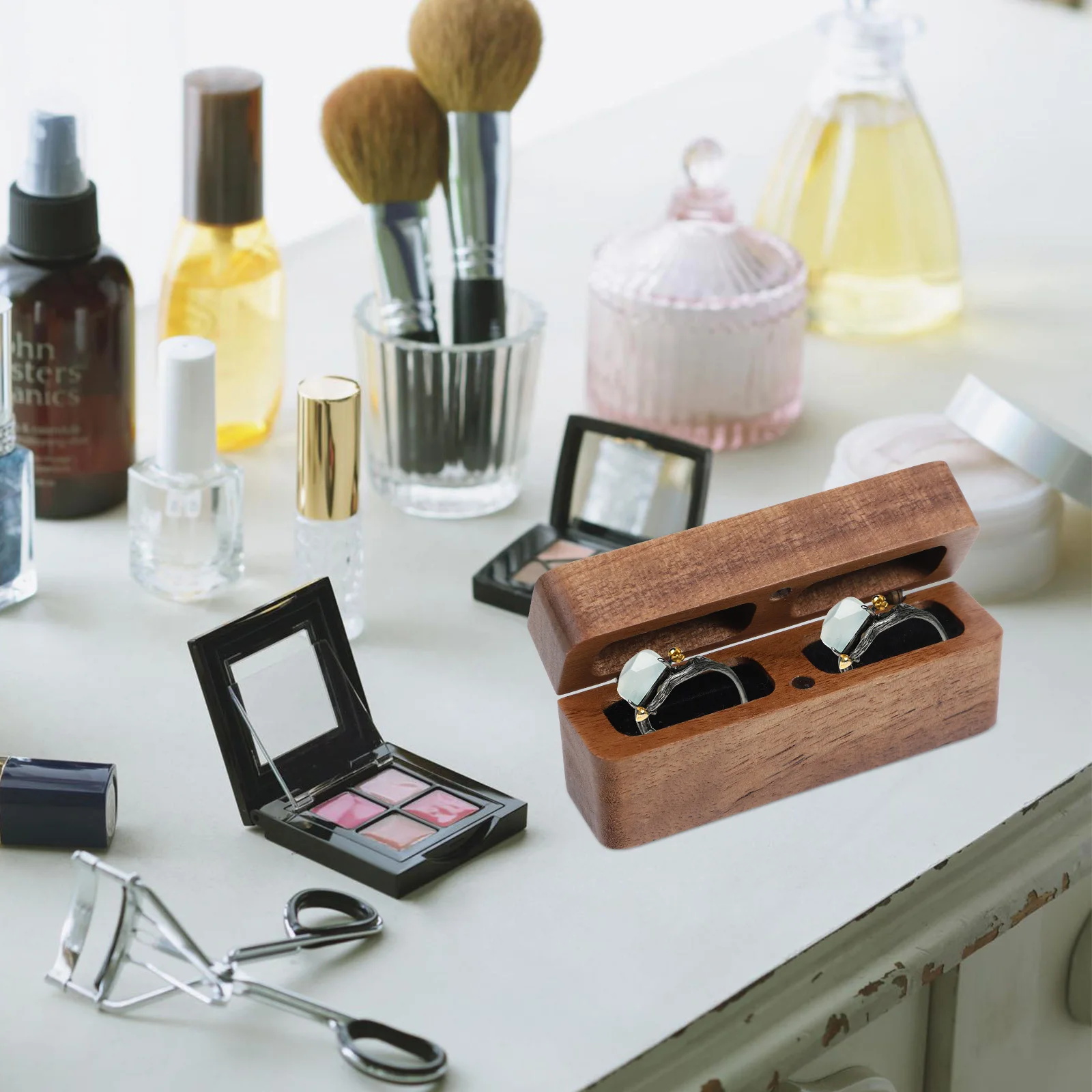 

Wooden Ring Holder Sturdy Natural Texture Box for Ring Storage and Display Ideal Gift for Bridal Shower Anniversary Present