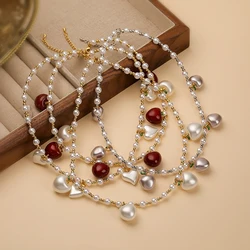 Hecheng, Cherry Apple Series Simulated Pearl Bead Necklace Women's Neutral Sweet and Cute Jewelry 1 Piece Wholesale ﻿