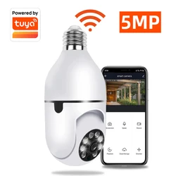 5MP Tuya Wireless Rotate Auto Tracking Panoramic Camera Light Bulb Wifi PTZ IP Cam Remote Viewing Security E27 Bulb Interface