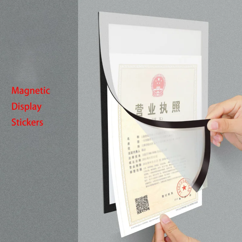 Magnetic Display Board A4 A3 File Adhesive Instant Post Transparent Wall Sticker Replaceable Plastic Ferrules