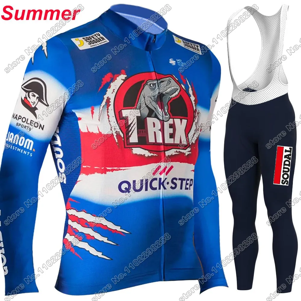 Maillot Soudal Quick Step 2024 Cycling Jersey Set Mens Long Sleeve Blue Cycling Clothing Road Race Bike Jacket Suit MTB Pants