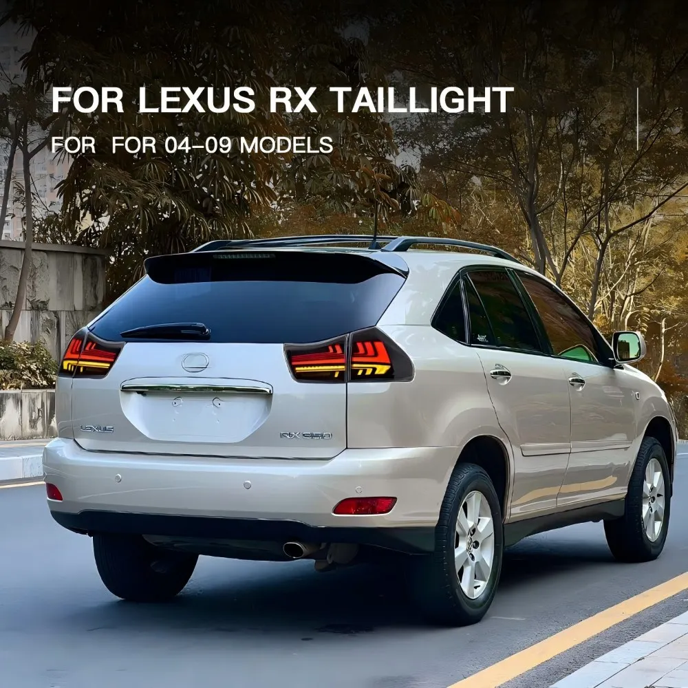LED Tail Lights for Lexus RX350 RX330 RX400h 2004-2009 Black Rear Lamps Sequential Signal Start-up Animation Assembly