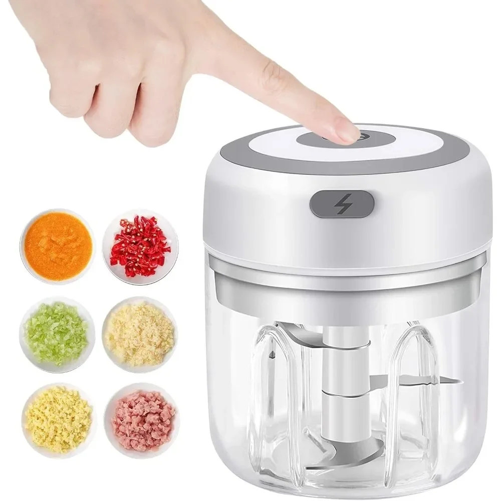 250ML Electric Garlic Mincer Vegetable Chopper Food Chopper, USB Mini Garlic Mincer, Onion Chopper Portable Small Food Processor