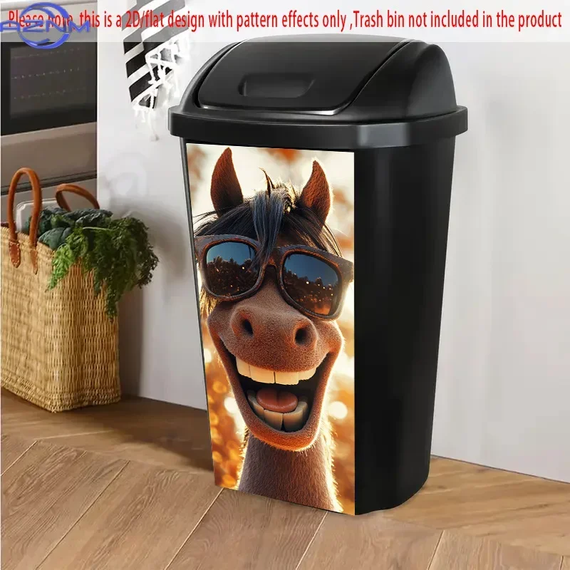 2D Print Decor DIY Ornament Decal Creative Pattern for Indoor Outdoor Dual‑purpose Dustbin