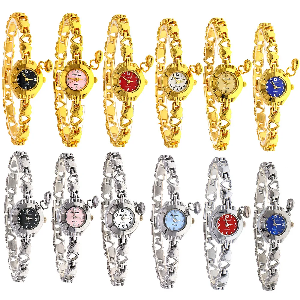 

12Pcs Fashion Gold Silver Bracelet Strap Quartz Wristwatch for Women Girls with Battery Included Dressy Ladies Watch
