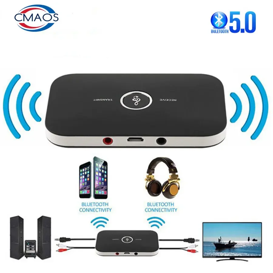 Upgraded Bluetooth 5.0 Audio Transmitter Receiver RCA 3.5mm AUX Jack USB Dongle Music Wireless Adapter For Car PC TV Headphones