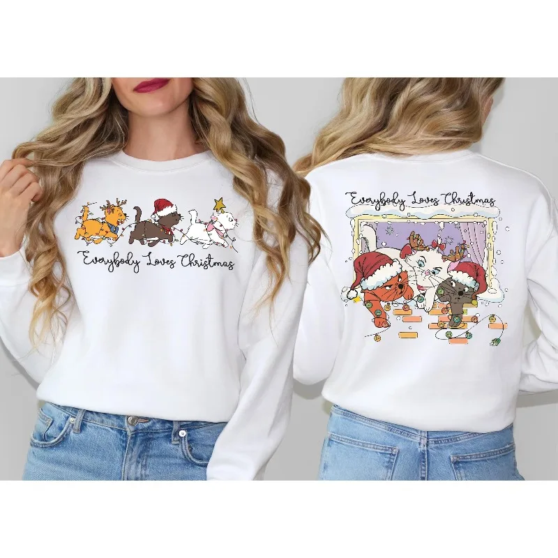 الجميع يحب المملكة السحرية البلوز. عيد الميلاد القط مغامرة ماري البلوز، عيد الميلاد السفر تي شيرت. عشاق ديزني #1