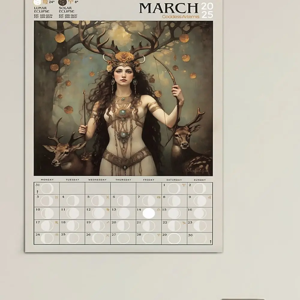 Daily Weekly Monthly Planner 2025 Calendar Worrior Goddess Hangable Desktop Calendar Paper Home Ornaments Wall Calendar Office