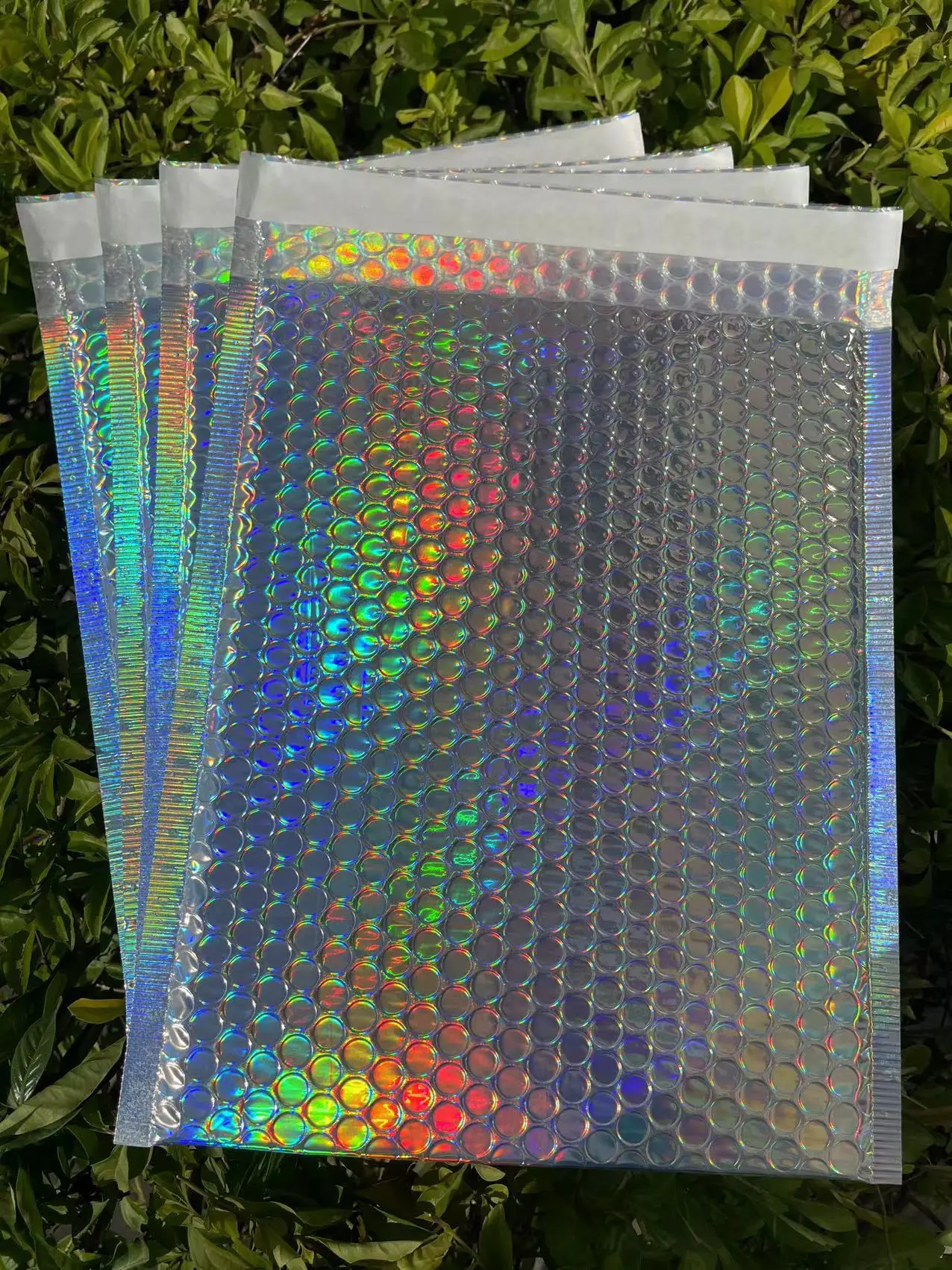 10 buah kemasan pengiriman Laser holografik gelembung Mailer tas kemasan perlengkapan pengiriman tas amplop paket amplop