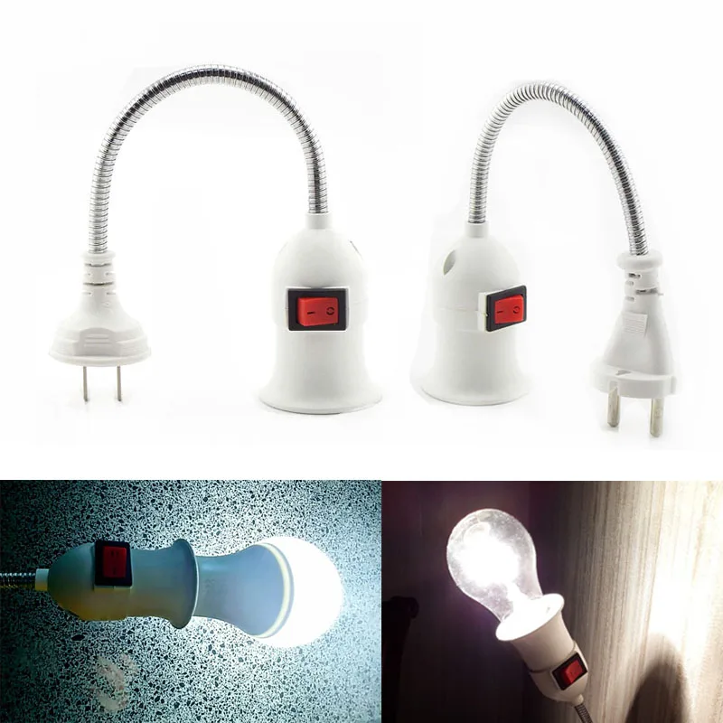 E27 Socket Lamp Bulb Holder Light Socket With Switch EU US Plug Lamp Holder Energy Saving Lampada LED Table Lamp Led Base