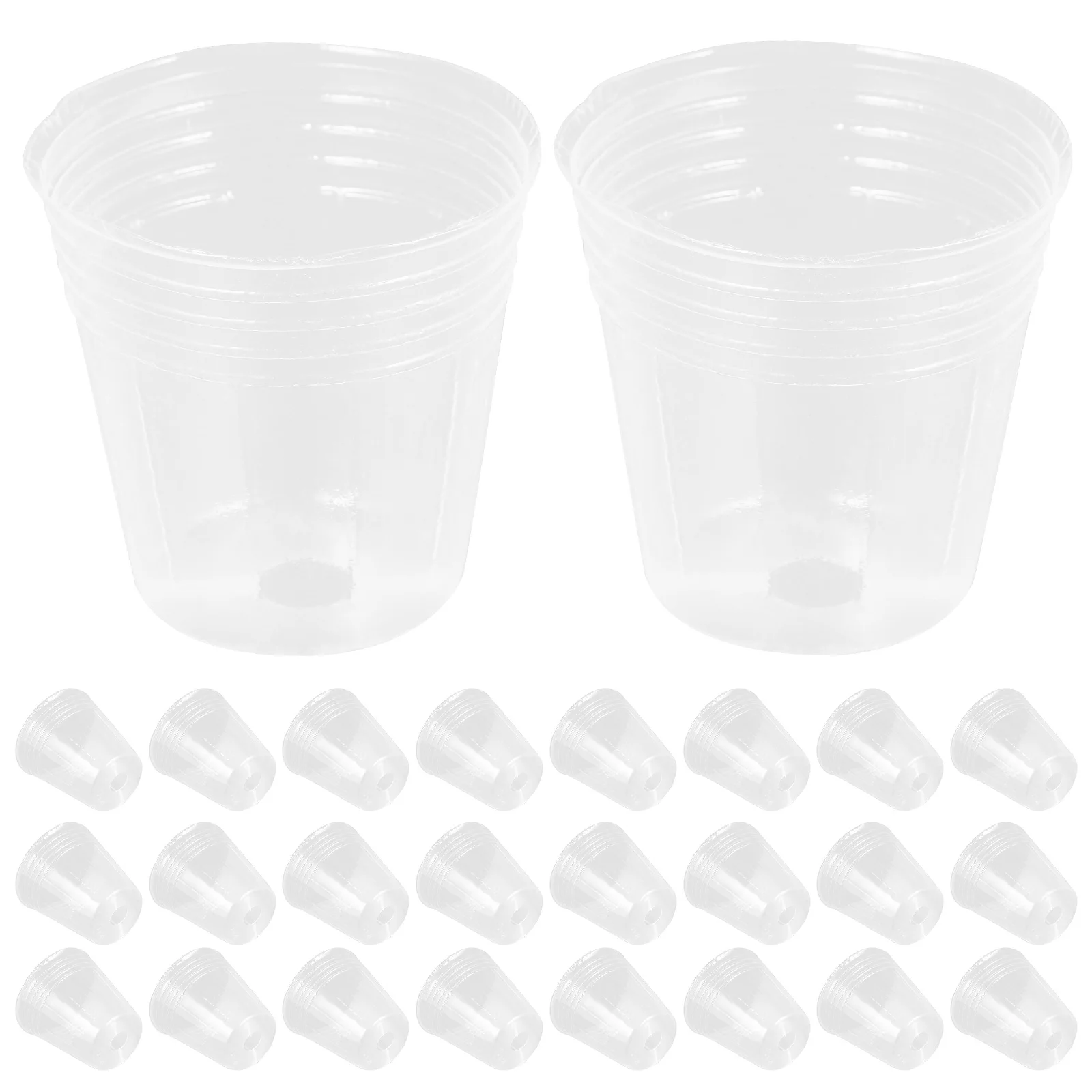 

50pcs Nursery Cups Clear Plastic Plant Pots Drainage for Indoor chid Succulents Small Medium Plants Gardening Gifts