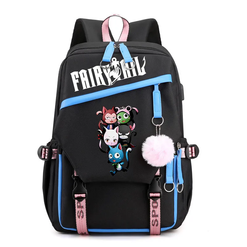 Bolsa de ocio Fairy Tail para niños, mochila de viaje al aire libre, bolsa con estampado de Anime, bolsa escolar para estudiantes adolescentes, bolsa USB