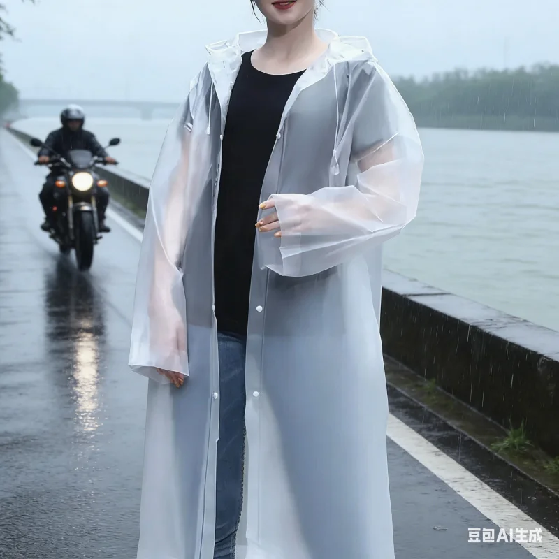 

Водонепроницаемый мотоциклетный плащ-дождевик. Многоразовый дождевик с капюшоном из EVA. Незаменимые аксессуары для мотоциклистов для езды на открытом воздухе в дождливую погоду.