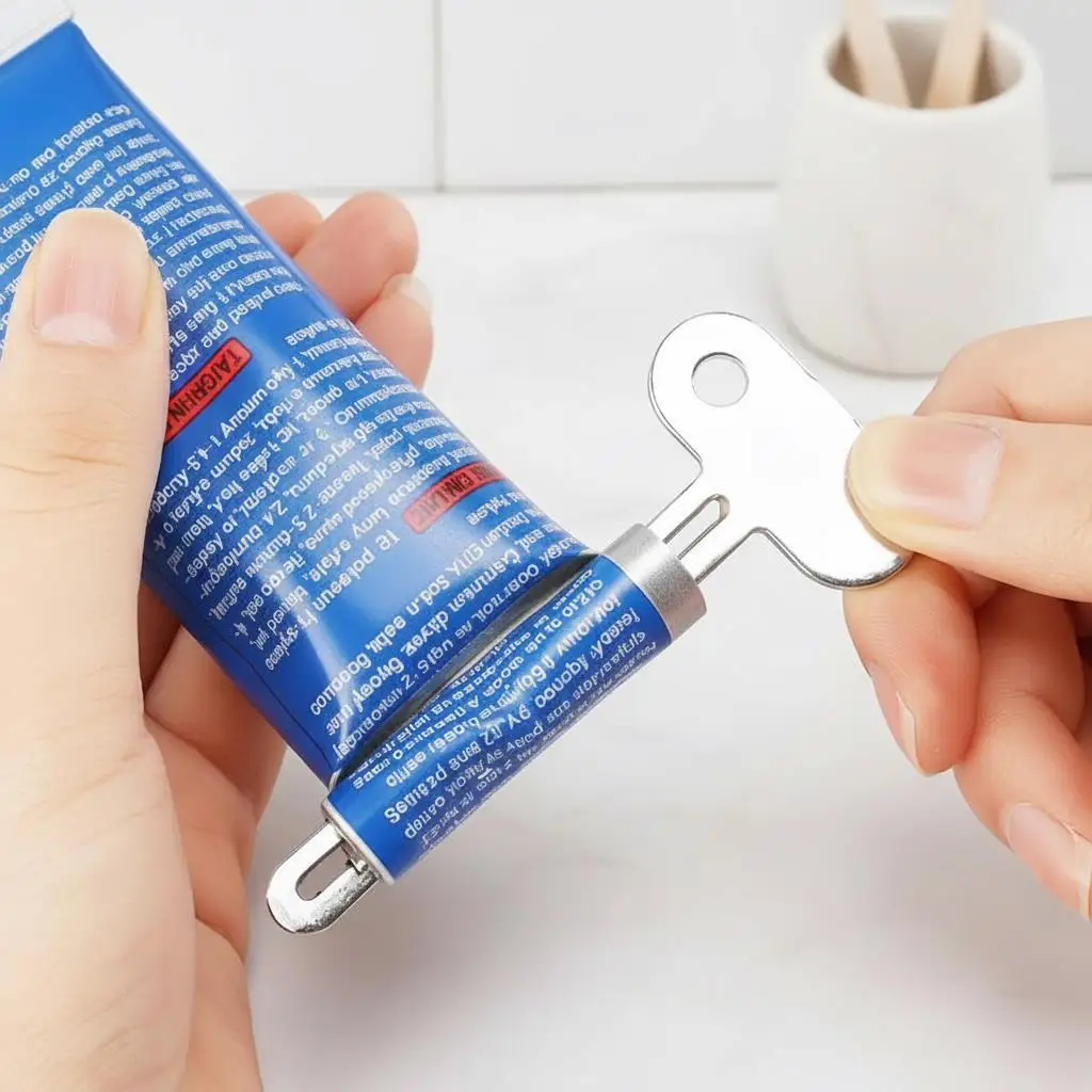 Stainless Steel Rotate Toothpaste Squeezer Tool Practical Hair Oil Paint Squeezer Rotate Dispenser For Ointments Cosmetics Useful Bathroom Accessories automatic toothpaste dispenser bathroom accessories toothpaste squeezer home - Detail 1