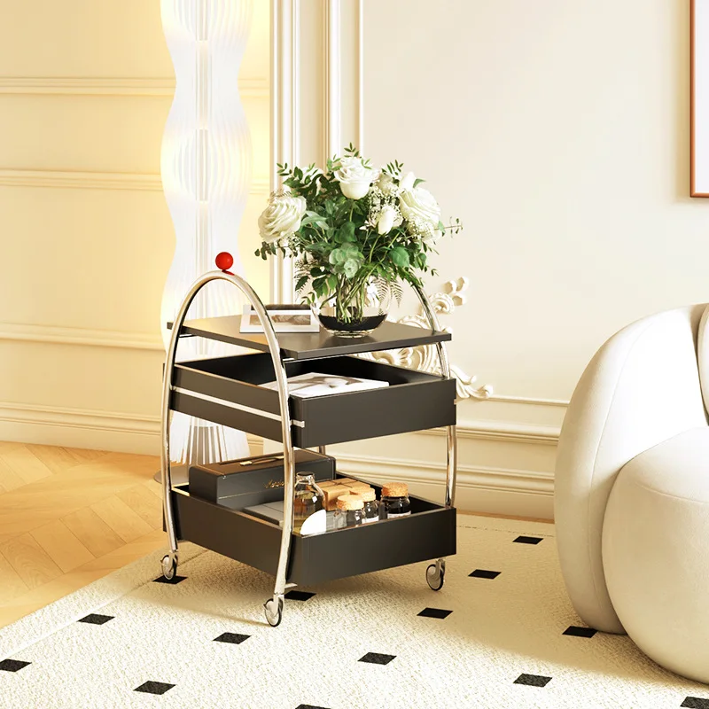 عربة العصور الوسطى من الفولاذ المقاوم للصدأ للتخزين المحمول وغرفة معيشة بسيطة ومبتكرة