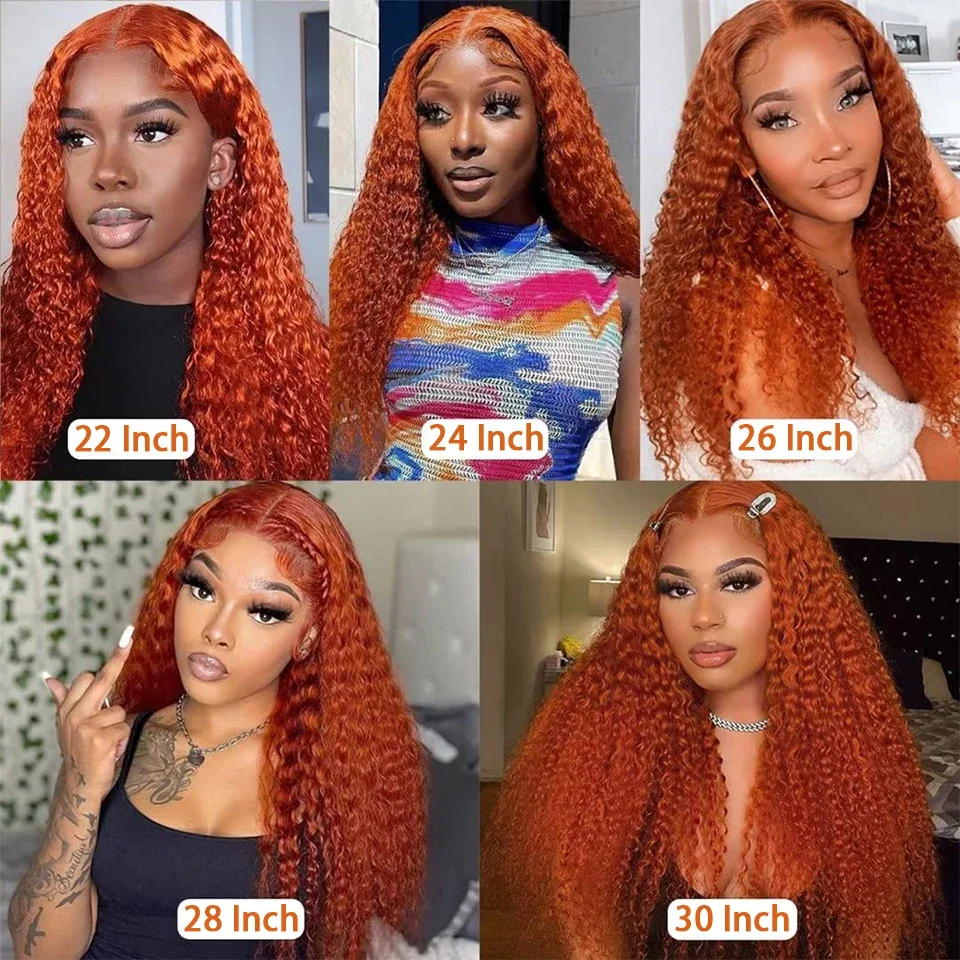 Orange Ginger 13x4 Lace Frontal Human Hair Curly Wigs Loose Deep Wave 13x6 HD Lace Frontal Wig Colored Long Wig for Women Choice