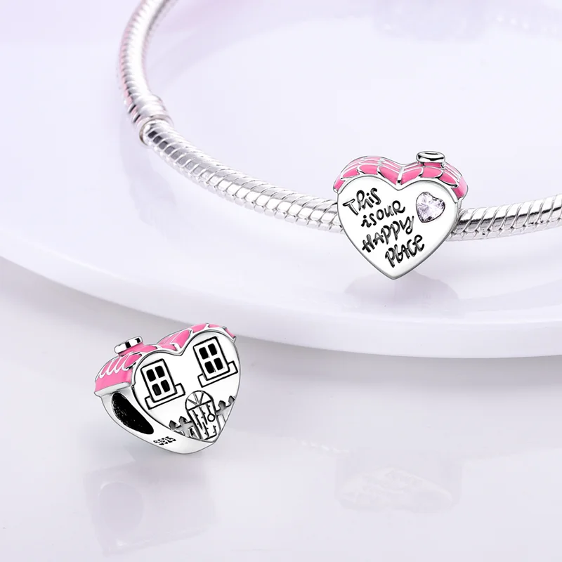 Abalorio clásico de colección de corazón, cuentas románticas de Plata de Ley 925, adecuadas para pulsera Pandora Original, regalo de joyería DIY