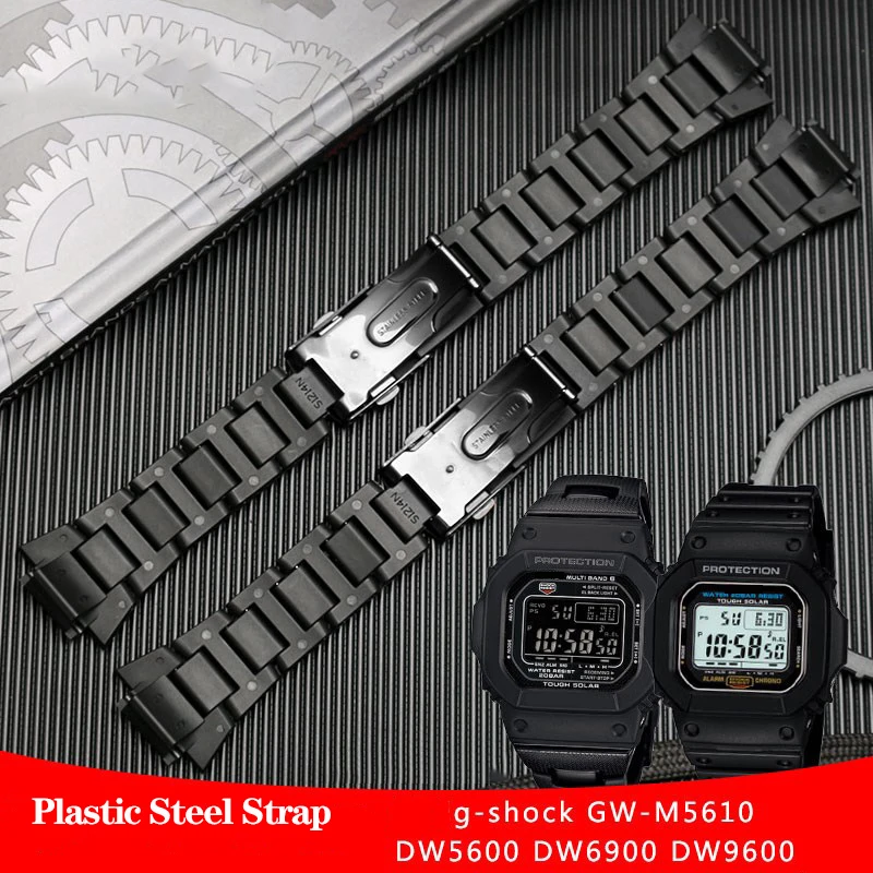 Plastic Steel Watchband for Casio G-SHOCK DW-5600 DW6900 DW9600 GW-M5610 Men Watch Strap Band 16mm High Quality Black Bracelet