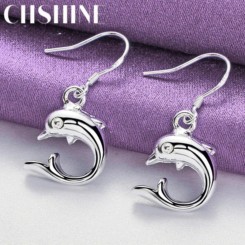 CHSHINE 925 Sterling Silver Dolphin Earrings For Women Wedding Party Fashion Charm Jewelry