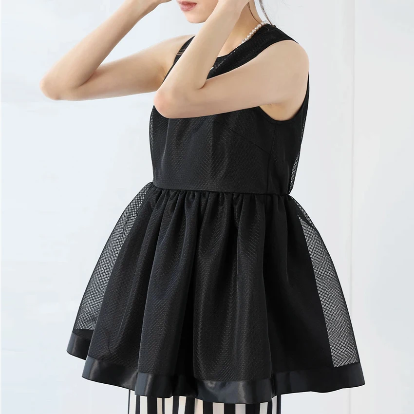 

Faionable Pure Color OL White irt Women's Sweet Sle Loose Fit Polyester Blend Bal Vest Top Spring 2025 Season