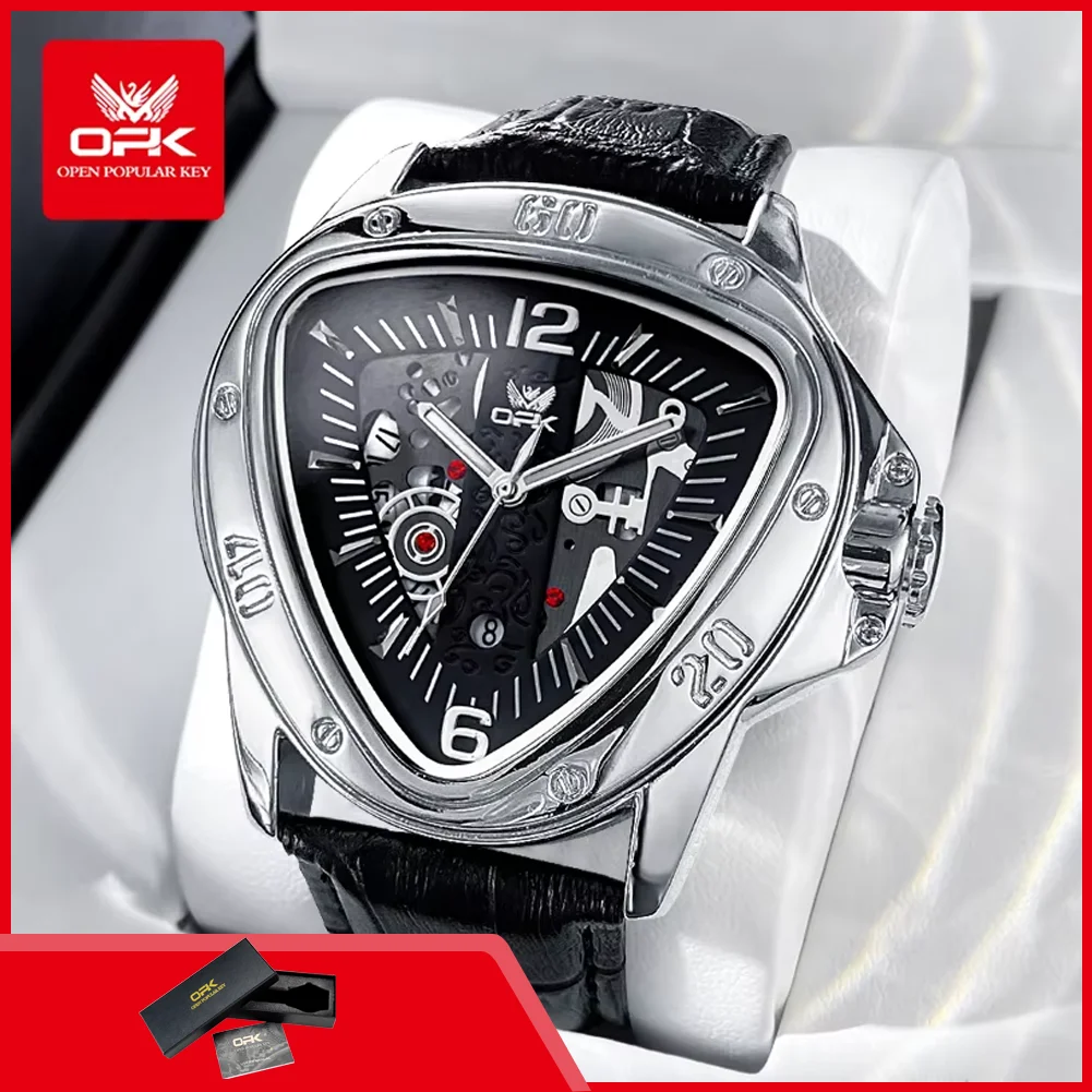 

OPK 8168 Men's Watches Fashion Casual Leather Strap Large Dial Quartz Wrist Watches for Men Luminous Waterproof Man Watch