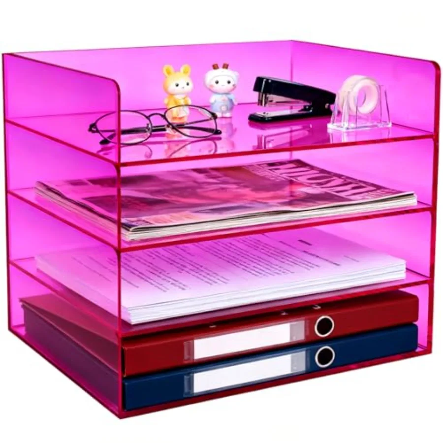 

Акриловый органайзер для документов на стол, 4-уровневый, штабелируемый лоток для бумаг, настольный сортировщик документов, фиолетовый