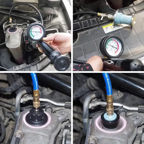 28PCS 자동차 범용 라디에이터 압력 테스터 세트 진공 유형 냉각 시스템 테스트 물 탱크 누출 감지 감지기 도구