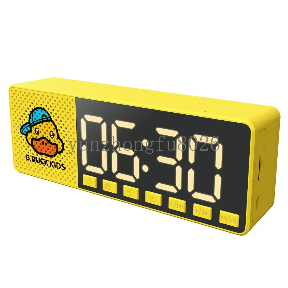 Children's Small Yellow Duck Alarm Clock Cartoon Bluetooth Speaker Time Display Pattern Custom Logo Gift Small Speaker