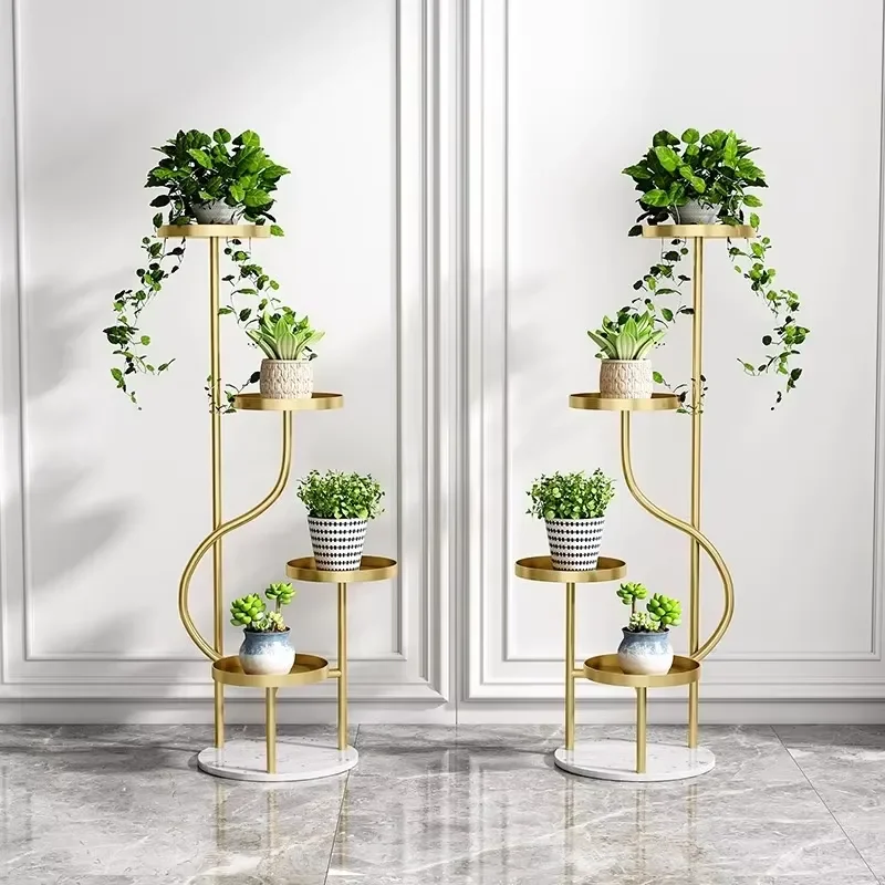 for Modern Simple Multi-Layer Stepped Iron Flower Stand Light Luxury Living Room Decorative Green Plant Flowerpot Setting