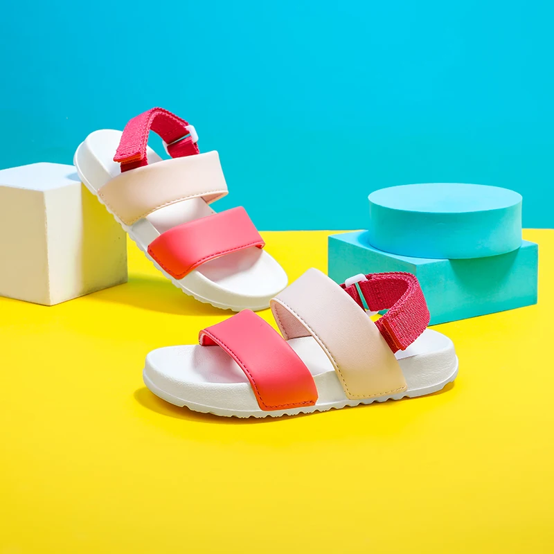 Summer Little Boy Sandals Color Block And Lovely Pink Children Sandals Toddler Baby Soft Leisure School Girls Beach Sandals