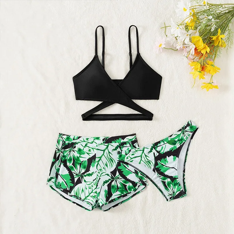 

Summer Kids Swimsuit Child Teen Girl Three-Piece Swimwear Kids Adolescents Trendy Designed Bathing Suit Beach Surfing Wear 8-14Y
