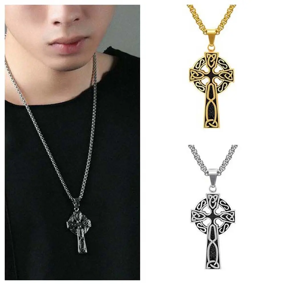 Celtic Cross Cross Necklaces Clothing Accessories Casting Charm Cross Clavicle Chains Gold Silver Cross Choker Pendant Men Boys