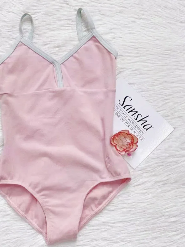 بدلة باليه للأطفال من سانشا، زي تدريب للعارضات الإناث، ملابس امتحانات، زي جمباز بحمالات، ملابس باليه قطنية