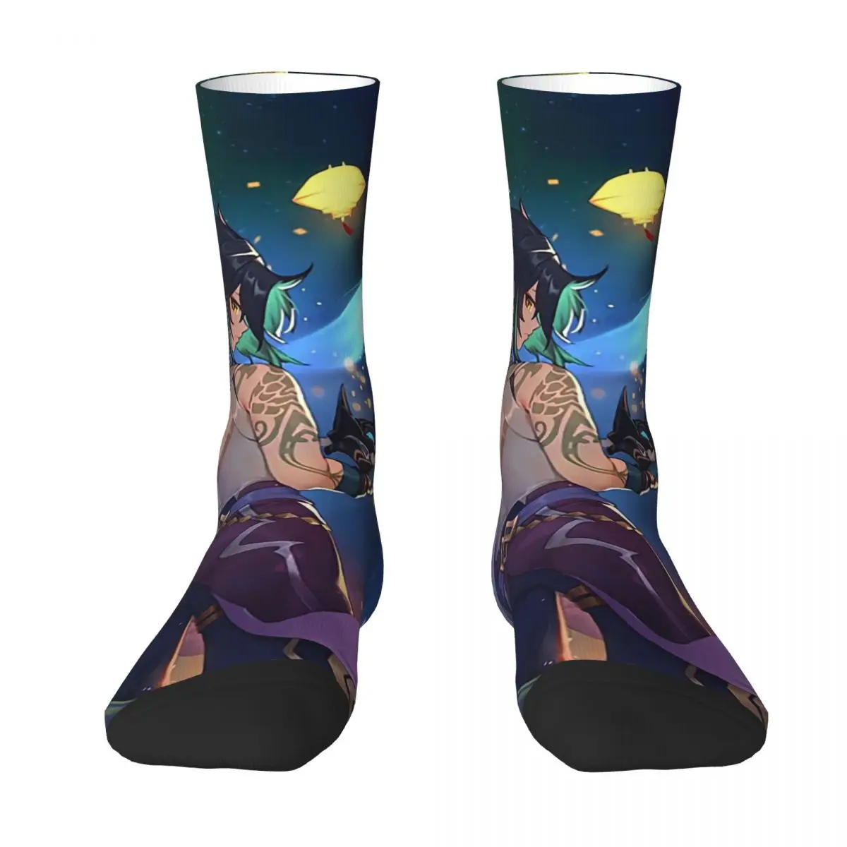 Genshin Impact Stockings A Sea of Lights Design Novelty Socks Autumn Anti Sweat Socks Unisex Running Quality Socks