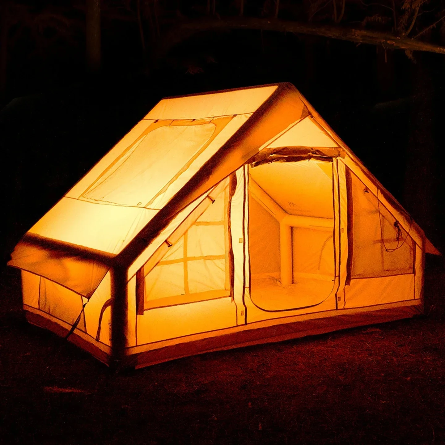 6.3㎡ Outdoor Inflatable Tent Quick Setup Camping Tent 3/4P Overnight Rainproof Picnic Large Thickened Cabin Family
