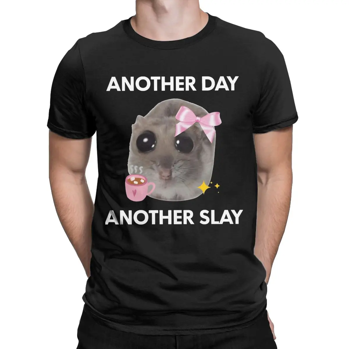 Another Day Another Slay Sad Hamster Meme Men T Shirt Novelty Tee Shirt Crewneck T-Shirt 100% Cotton New Arrival Clothes