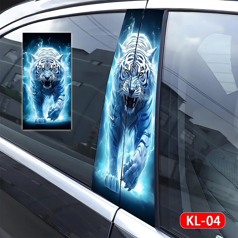 

1/2 Car Stickers Graffiti Tiger Wolf Mighty Waterproof Car Vinyl Stickers Car B-pillar Anime Decoration for BWM E60 90 F10
