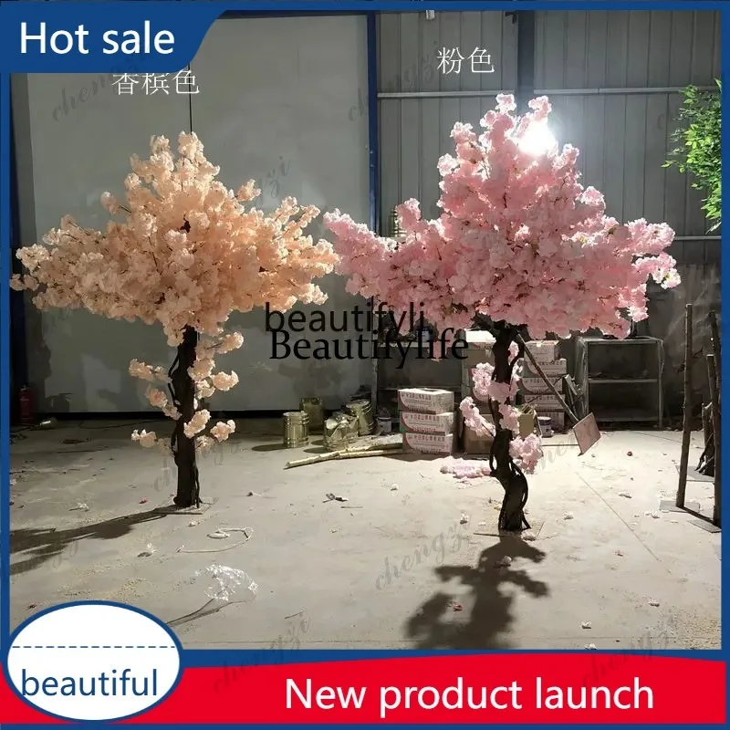 A09   Multi-Layer Rattan Wishing Peach Blossom Imitative Tree Large Green Plant Indoor and Outdoor Decoration in Lobby