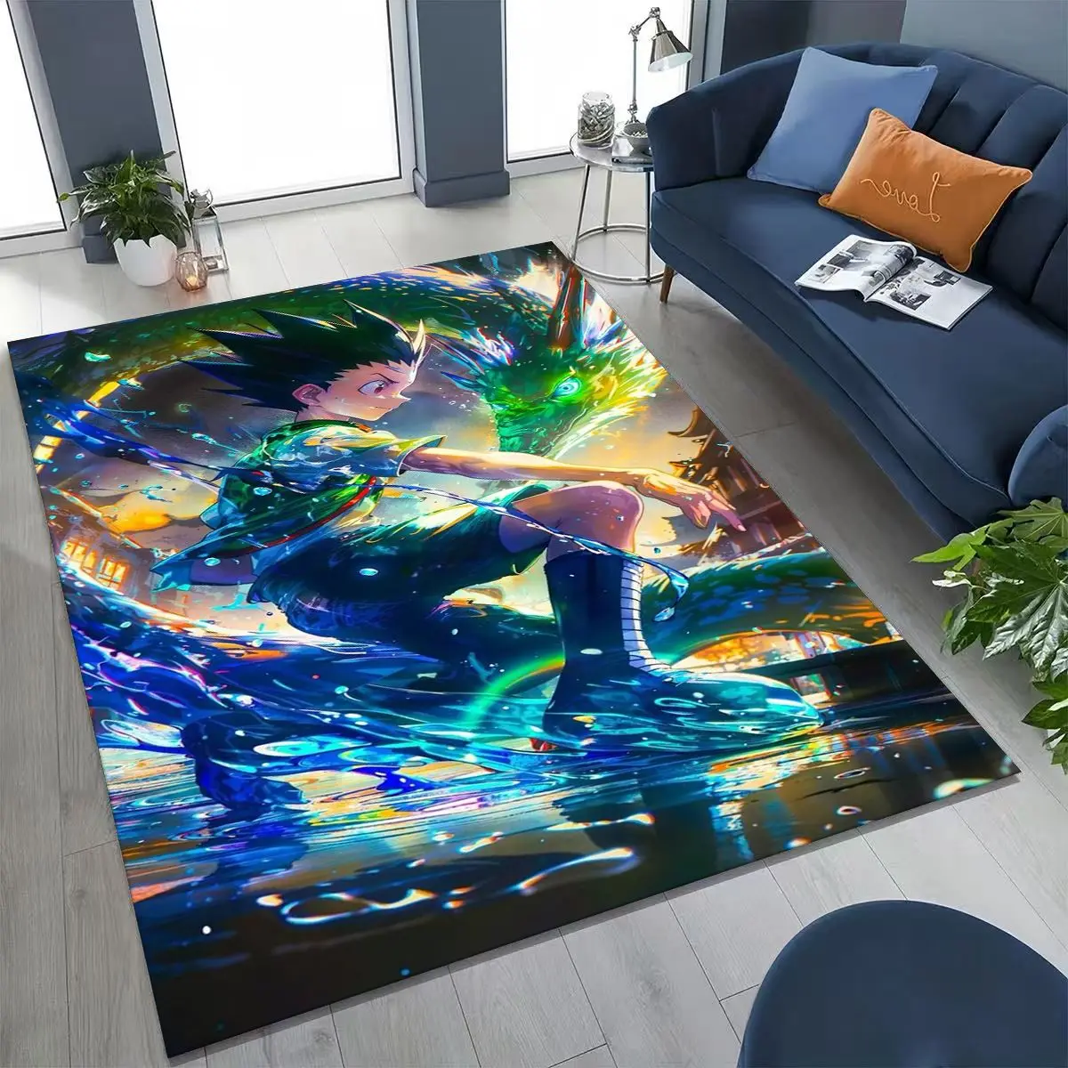 

Anime HUNTER X HUNTER HXH Gon Freecss Killua Cartoon Rug for Bedroom Living Room Sofa Home Doormat Decor,Kids Non-slip Floor Mat