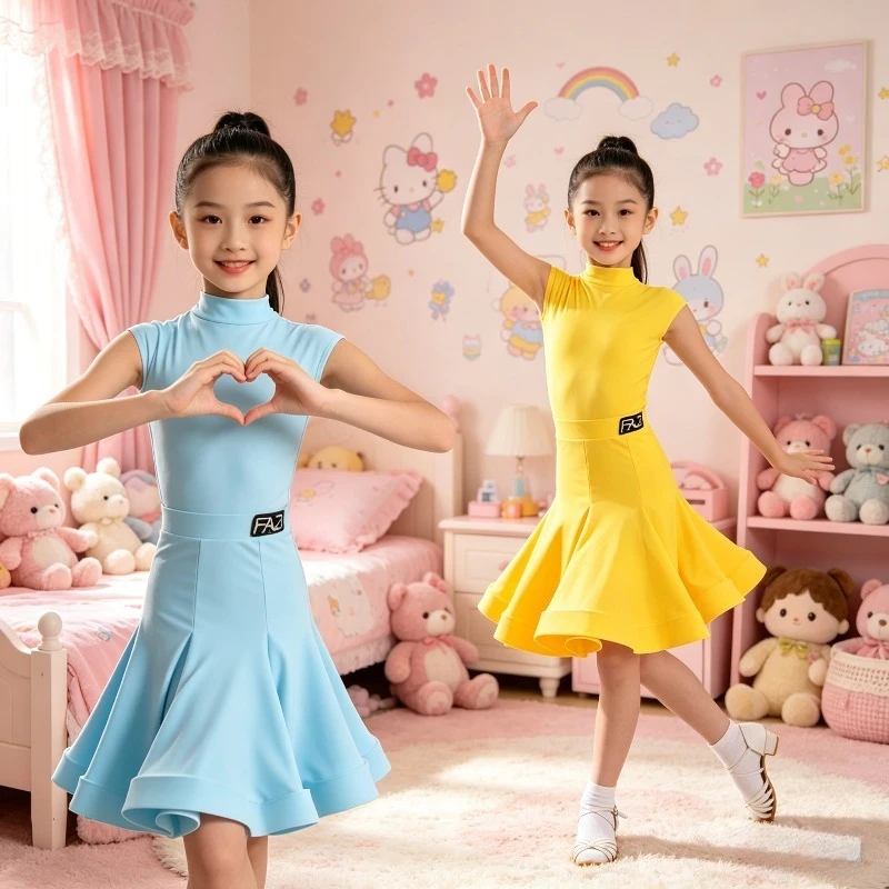 

Girls Latin Dance Fringe Dress Custom Tango ChaCha Samba Ballroom Outfit Kids Professional Competition Dance Costumes Dancewear