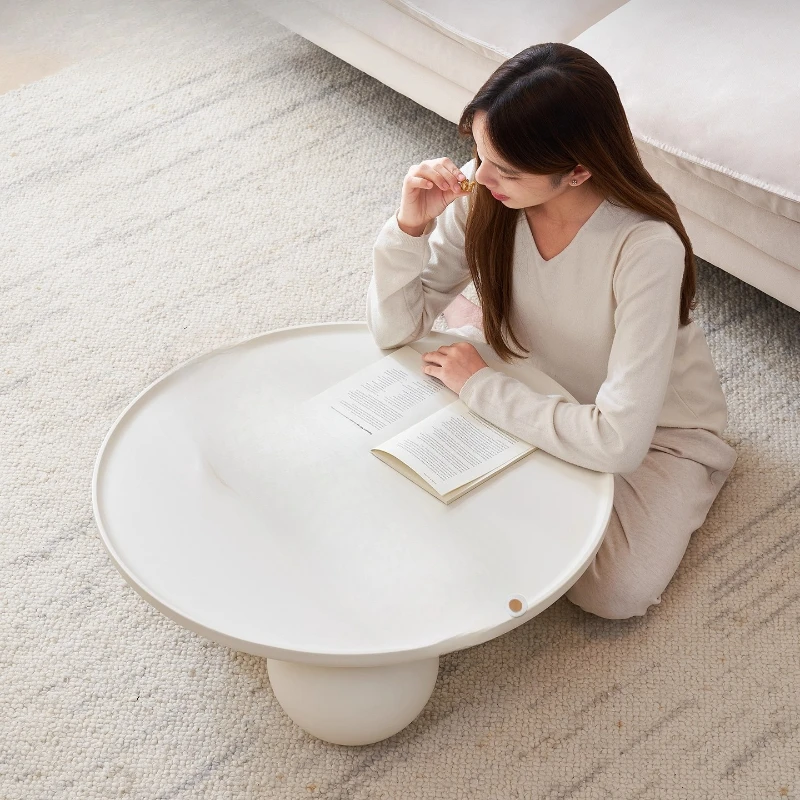 

Cream wind round coffee table light luxury simple creative living room