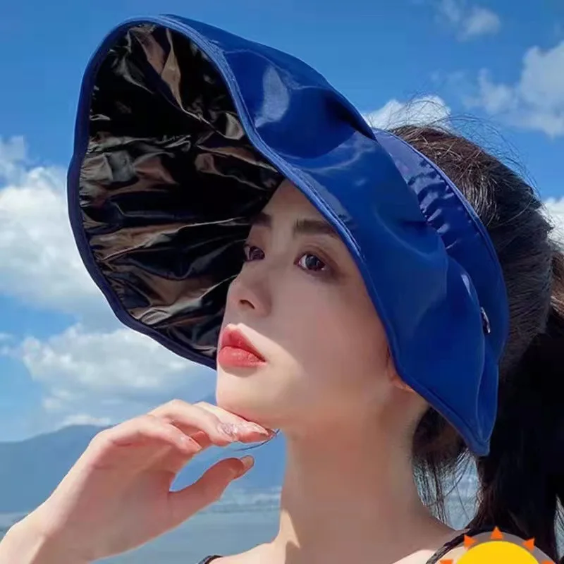 

Summer Shell Sunshade Hat UV Protection Dual Use Hair Hoop Sun Hat for Women Outdoor Beach Soft Foldable Wide Brim Bucket Caps