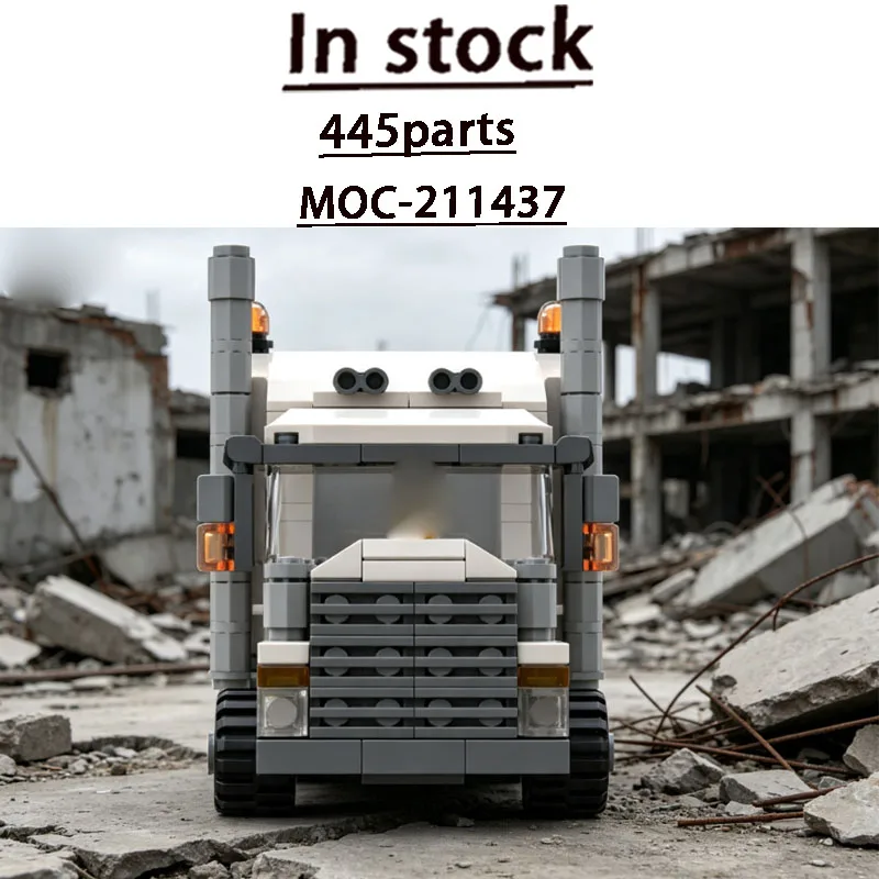 MOC-211437Street Popular Military Three-Axle Semi-Trailer Truck Building Block Model 445Parts Custom Birthday Christmas Toy Gift