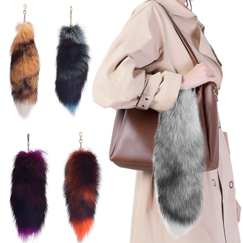 1pc Extra Large Accessories Miss Bag Ornaments Car Fox Fur Tail Keyring Key Chain Bag Handbag Pendant Gift