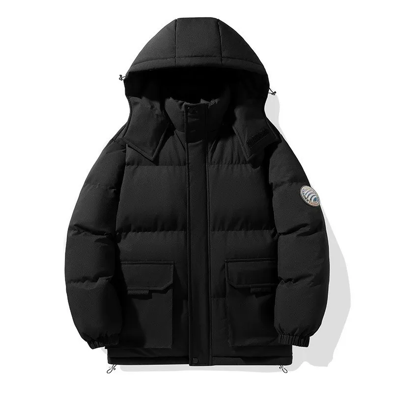 Men's Winter Thickened Fleece Cotton-Padded Jacket Outdoor Sports Hooded Mountaineering Workwear Warm Couple's Coat