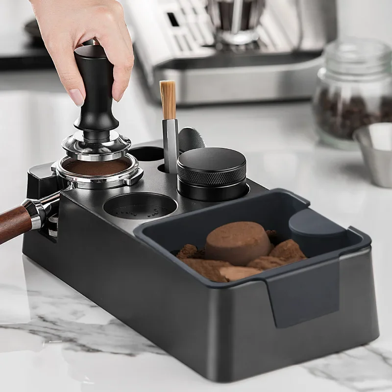 51-58mm Universal Coffee Tamper Station Detachable Espresso Multifunction Espresso Knock Box for Storage Barista Accessories Use