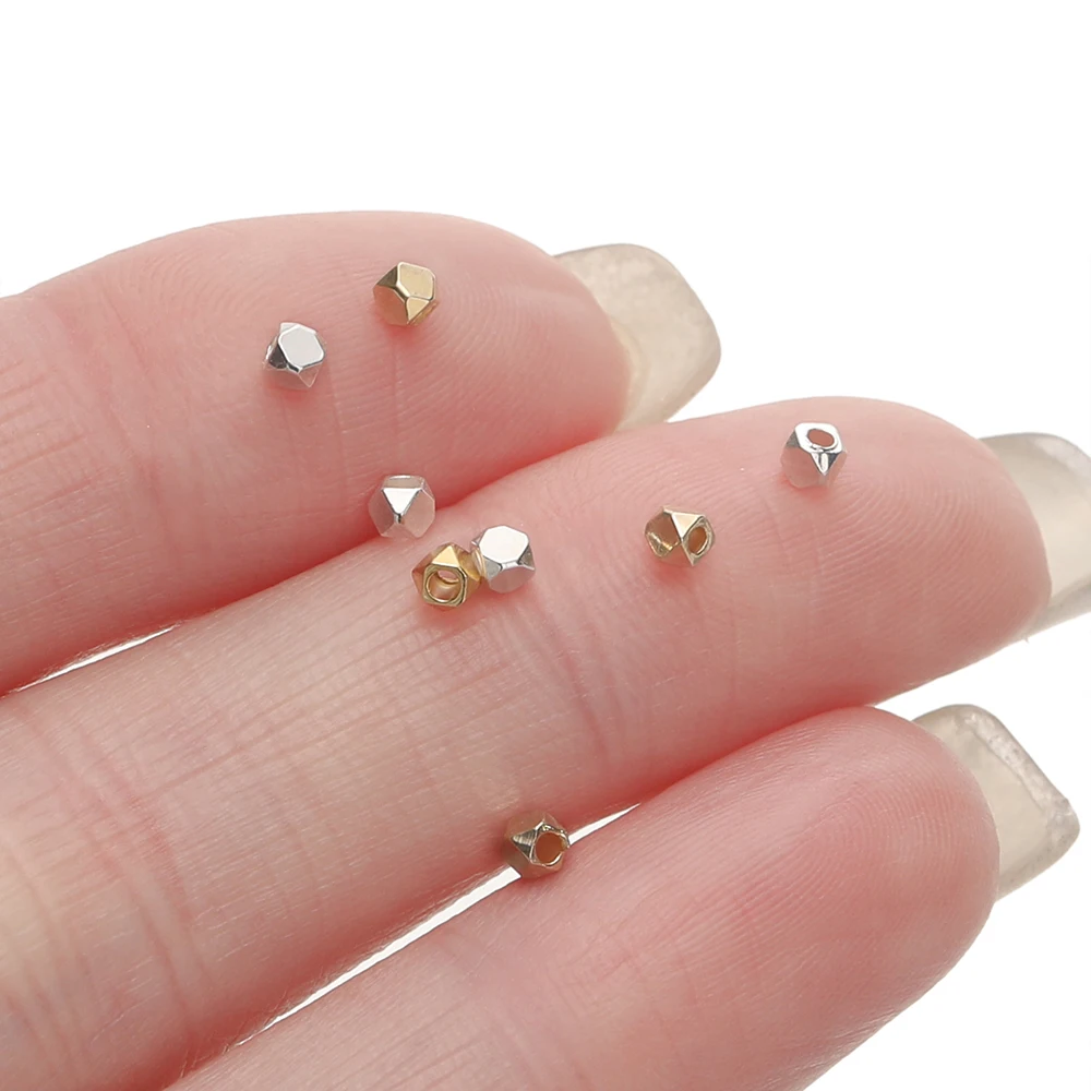 20Piece 2*2mm 14/18K Gold Color Plated Polygonal Shape Spacer Charms Beads For DIY Bracelet Necklace Jewelry Making Accessories - view 6