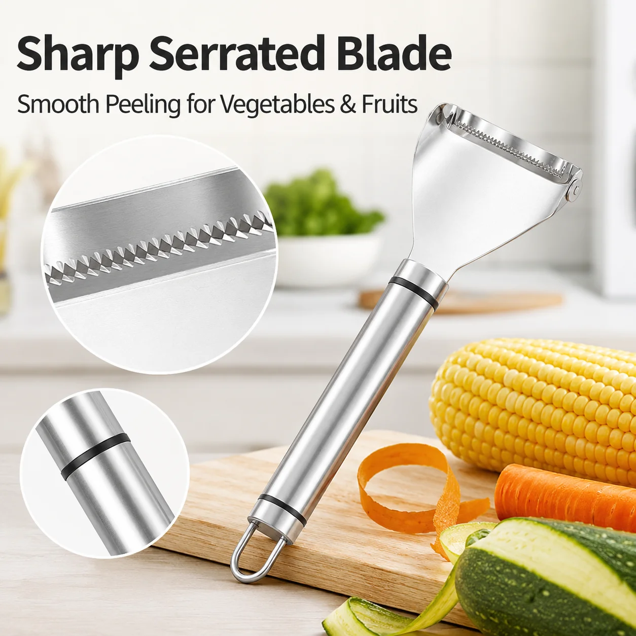 Stainless Steel Vegetable Peeler, Multifunctional Potato Fruit Peeling Tool with Ergonomic Handle, Kitchen Scraper for Carrot Cucumber Apple Vegetable Skin Removal
